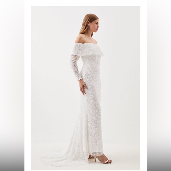 Embellished Off The Shoulder Draped Maxi Dress - Picture 3 of 6